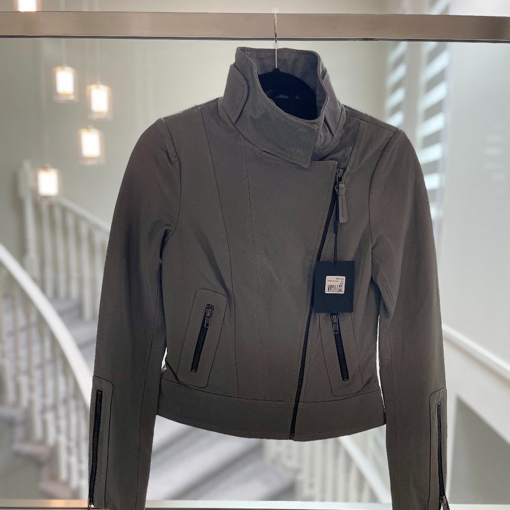 Brand new Mackage Grey Leather Biker Jacket size xs